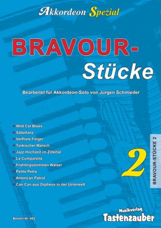 Bravour-Stücke Band 2, Jürgen Schmieder, Solo, Akkordeon Solo mit Standardbass MII, moderne Akkordeonnoten, mittelschwer bis schwer