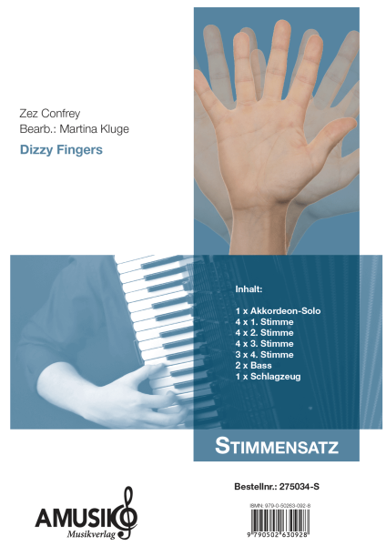 Dizzy Fingers, Zez Confrey, Martina Kluge, Akkordeon-Orchester, Akkordeonsolo mit Orchester, mittelschwer, Akkordeon Noten