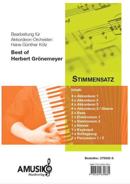 Best of Herbert Grönemeyer, Hans-Günther Kölz, Akkordeon-Orchester, Medley, mittelschwer, Akkordeon Noten, Megahits