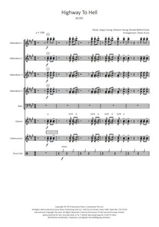 Preview: Highway to Hell | AC/DC für Akkordeon-Orchester Preview: Highway to Hell, AC/DC, Oliver Kruck, Akkordeon-Orchester, Rock, ideal für's Unterhaltungsprogramm, leicht-mittelschwer, Akkordeon Noten. Notenbeispiel