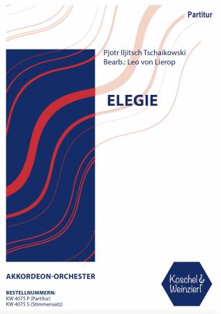 Elegie, Pjotr Iljitsch Tschaikowski, Leo van Lierop, Akkordeon-Orchester, mittelschwer, Akkordeon Noten