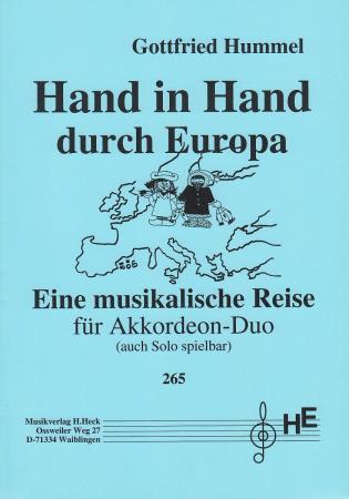 Hand in Hand durch Europa, Gottfried Hummel, Akkordeon-Duo, Akkordeon-Solo, Duo-Band, Spielheft, leicht-mittelschwer, Akkordeon Noten