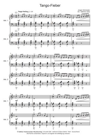Preview: Tango-Fieber | Akkordeon-Duo Preview: Tango-Fieber, Jürgen Schmieder, Sabrina Latus, Akkordeon-Duo, Standardbass MII, leicht-mittelschwer, Akkordeon Noten, Notenbeispiel