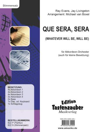 Preview: Que Sera, Sera (Whatever Will Be, Will Be) Preview: Que Sera, Sera (Whatever Will Be, Will Be), Ray Evans, Jay Livingston, Doris Day, Michael van Boxel, Akkordeon-Orchester, für kleine Besetzung geeignet, Tophit, Megahit, Filmmusik, Popsong, Partysong, leicht-mittelschwer, Akkordeon Noten, Unterhaltungsmus