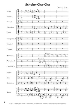 Schoko-Cha-Cha, Winfried Funda, Kunterbuntes Orchester, inkl. Online-Audio, leicht, Noten für Schulorchester, Beispielseite