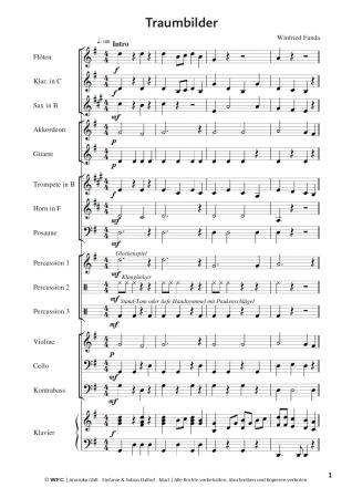 Traumbilder, Winfried Funda, Kunterbuntes Orchester, Originalkomposition, inkl. Online-Audio, leicht, Noten für Schulorchester, Probeseite