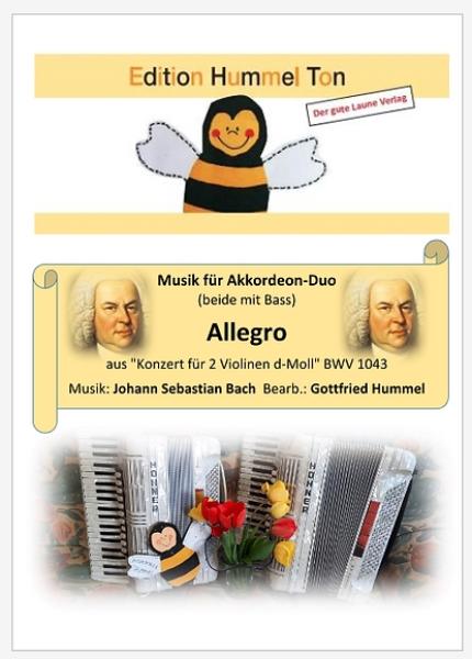 Allegro aus "Konzert für 2 Violinen d-Moll", Gottfried Humml, Akkordeon-Duo, Standardbass MII, Spielstück, mittelschwer, Akkordeon Noten, Cover