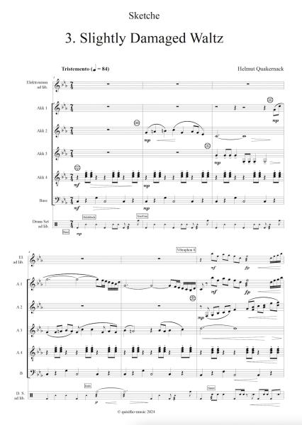 Sketche, Helmut Quakernack, Akkordeon-Orchester, Akkordeon-Ensemble, Suite in vier Sätzen, schwer, Akkordeon Noten, Beispielseite