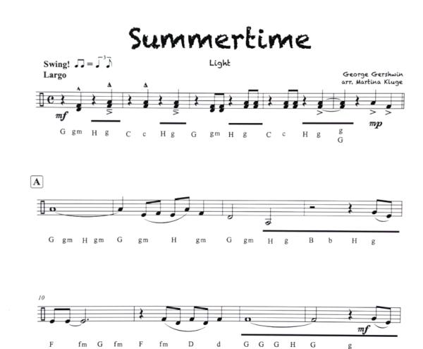 George Gershwin für Steirische Harmonika - Summertime, Martina Kluge, Steirische Harmonika, Griffschrift, Spielheft, Soloband, leicht-mittelschwer, ​Harmonika Noten, Probeseite