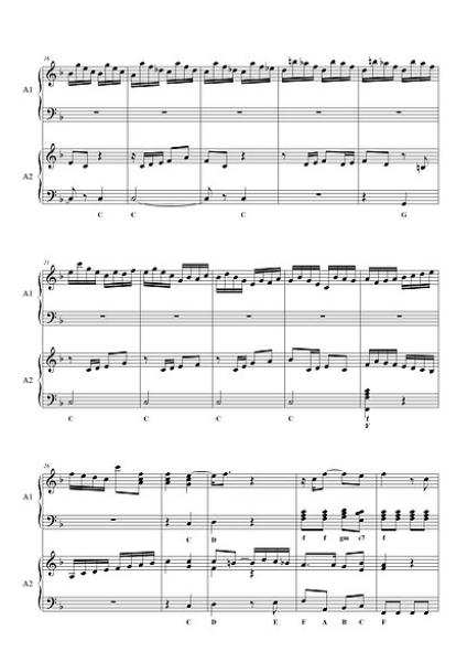 Italienisches Konzert, 1. Satz, Johann Sebastian Bach, Gottfried Humml, Akkordeon-Duo, Standardbass MII, Spielstück, Klassiker, mittelschwer, Akkordeon Noten, Einblick in die Noten