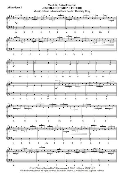 Jesu bleibet meine Freude, Johann Sebastian Bach, Thommy Reeg, Spielstück für Akkordeon-Duo, Standardbass MII, mittelschwer, Akkordeon Noten, BWV 147, Beispielseite