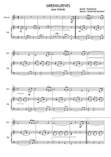Moments of Silence, Gottfried Hummel, Kammermusik-Spielheft, 2 Melodieinstrument (in C hoch und tief, Bb, Es, C (Bass-Schlüssel)), Begleitstimme (Akkordeon oder Klavier), mittelschwer, Kammermusik Noten, Probeseite
