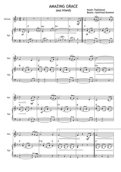 Moments of Silence, Gottfried Hummel, Kammermusik-Spielheft, 2 Melodieinstrument (in C hoch und tief, Bb, Es, C (Bass-Schlüssel)), Begleitstimme (Akkordeon oder Klavier), mittelschwer, Kammermusik Noten, Beispielnoten