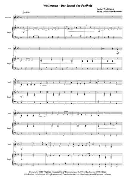 Nimm's leicht, Gottfried Hummel, Kammermusik-Spielheft, 2 Melodieinstrumente (in C, Bb, Es, C (Bass-Schlüssel)), Begleitstimme (Akkordeon oder Klavier), mittelschwer, Kammermusik Noten, Blick in die Noten