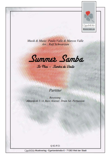 Summer Samba, Paulo Valle, Marcos Valle, Ralf Schwarzien, Akkordeonorchester, mittelschwer, Akkordeon Noten