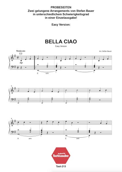 Bella Ciao, Einzelausgabe, Stefan Bauer, Akkordeon-Solo, Easy Version & Advanced Version, Sommerhit, Akkordeon Noten