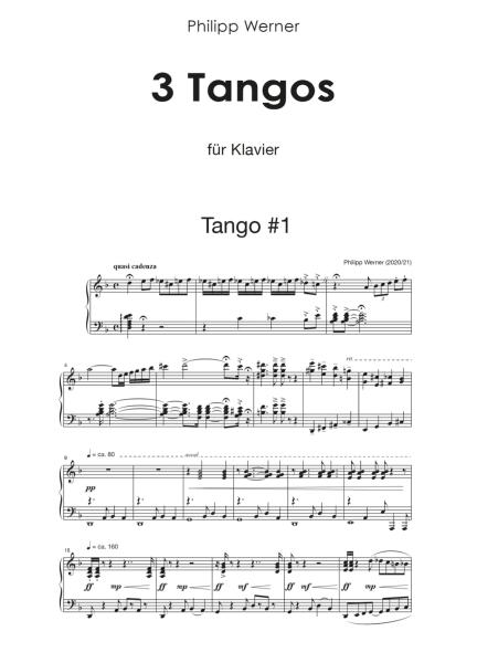 3 Tangos, Philipp Werner, Klavier-Solo, Spielheft, Soloband, mittelschwer-schwer, Klavier Noten, Piano Noten
