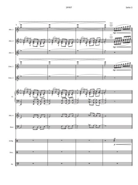 Spirit, Hans-Günther Kölz, Akkordeonorchester, mittelschwer, Akkordeon Noten, Originalkomposition, Originalmusik, Einblick in die Noten