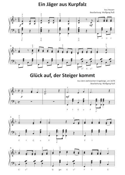 Einfach schöne Volkslieder, Wolfgang Ruß, Akkordeon-Solo, Standardbass MII, Spielheft, Soloband, leicht, Akkordeon Noten, Blick in die Noten
