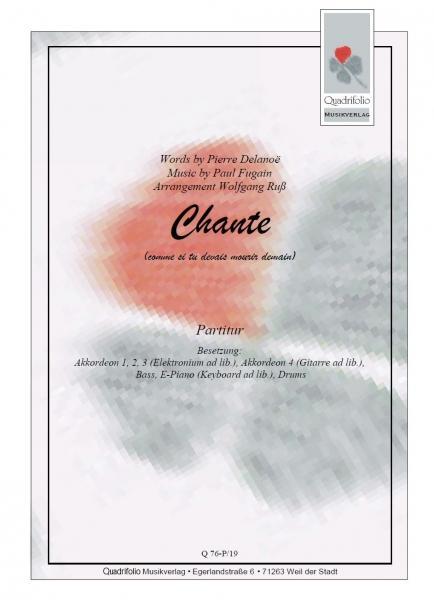 Chante, Pierre Delanoë, Wolfgang Ruß, Akkordeonorchester, mittelschwer, Gute-Laune-Hit, Akkordeon Noten