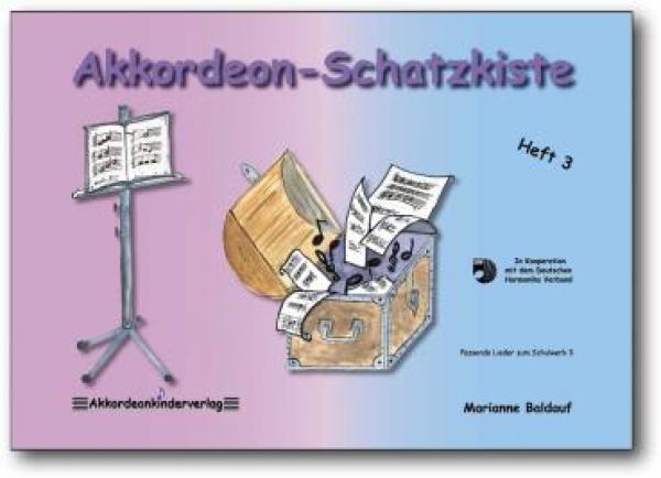 Akkordeon-Schatzkiste 3, Marianne Baldauf, Akkordeon-Solo, Standardbass MII, Spielheft, Soloband, leicht, Vortragsstücke, Akkordeon Noten